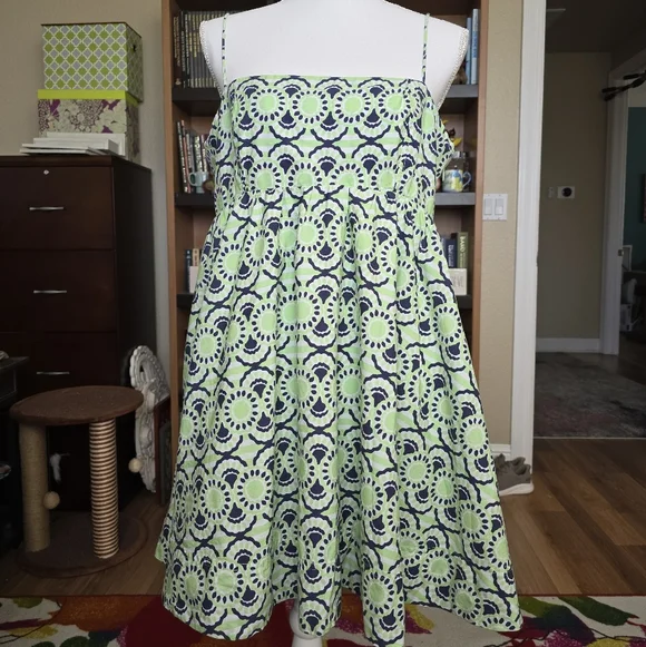 Anthropologie Maeve Blue, Green and White Mini Dress - Picture 4 of 14